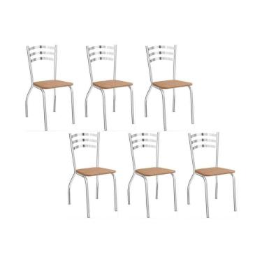 Imagem de Cadeiras De Cozinha Portugal C007 Kit 6 Un Cromada - Assento Capuccino 31 - Kappesberg