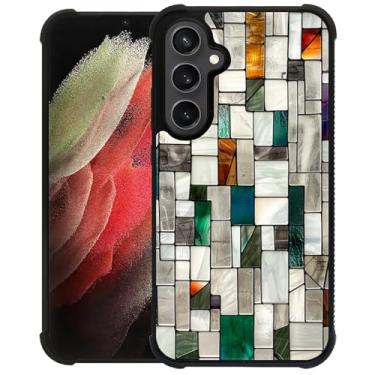 Imagem de CARLOCA Compatível com Samsung Galaxy S23 FE capa design para meninas à prova de choque anti-arranhões capa traseira rígida PC estética padrão colorido blocos de pedras de vitral