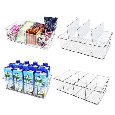 Imagem de EASPACE Pacote com 4 caixas organizadoras de despensa – recipientes de armazenamento transparentes para despensa, cozinha, geladeira, armário ou prateleira – perfeitos para lanches, alimentos, bebidas