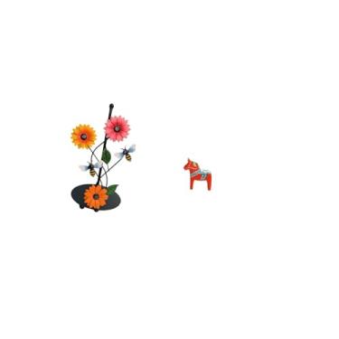 Imagem de Fenteer Suporte para Papel Toalha Dala Horse, Antiderrapante, Vertical, com Estatueta de Cavalo Dalecarlian, Escultura Animal para Estante, Armário de Entrada