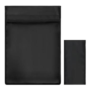 Imagem de Faraday Bolsas Faraday de 33 x 45 cm e 13 x 27 cm com alça de ombro para laptops, tablets, telefones e chaves de carro, à prova d'água, bloqueio de sinal RFID, protege contra rastreamento, espionagem