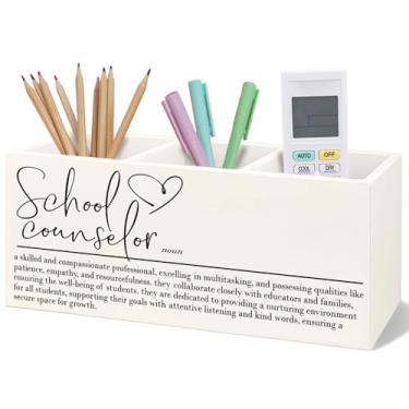 Imagem de Yhtrg Suporte de lápis para caneta de madeira para conselheiro escolar, presente de agradecimento para conselheiro escolar, escova de dentes, organizador de escova de dentes, organizador para