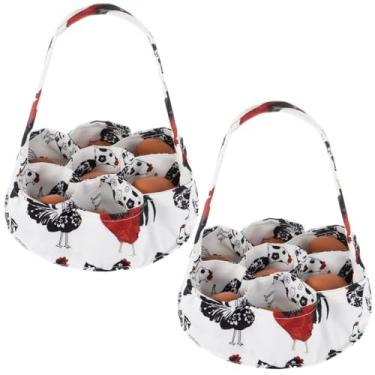 Imagem de Mini cesta de lona, dona de casa de fazenda de jardim para transporte de cesta de ovos, ovo com bolsas, 7 ovos de galinha de ganso e pato, 2 peças