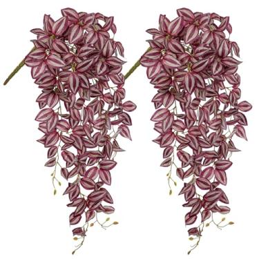 Imagem de DILATATA Plantas falsas penduradas artificiais, 187 folhas, judeu errante falso, planta com folhas penduradas para prateleira de parede, decoração interna e externa - pacote com 2