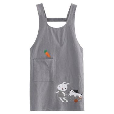 Imagem de Desenho de avental para mulheres com design de coelhinho e cenoura de 