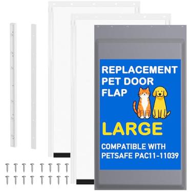 Imagem de Aba isolada de substituição de porta de cachorro com 3 abas com braçadeira, placa traseira, parafusos - compatível com porta grande de alumínio PetSafe Extreme Weather, PAC11-11039 27 x 41 cm