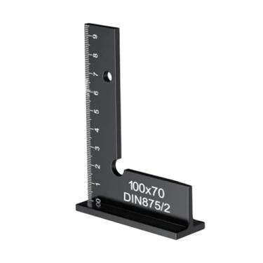 Imagem de Fenteer Esquadro de carpinteiro de 90 graus, régua em L de metal com escala de medição, precisão, régua de ângulo reto para marcenaria, 100x70mm