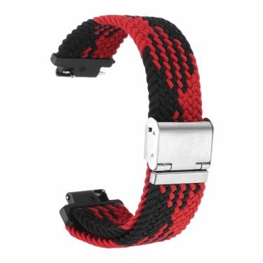 Imagem de HARFINGTON Pulseira de relógio trançada de nylon de liberação rápida, pulseira de reposição com fivela de aço inoxidável, Preto, vermelho, 20mm