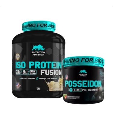 Imagem de Kit Iso Protein Fusion Baunilha + Pré Treino Posseidon Nutrition For Bigs (Morango com Kiwi)