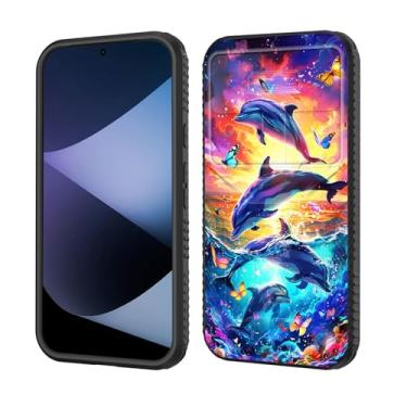 Imagem de wiaekosef Capa para Pixel 10 Pro XL, capa de lente de câmera deslizante embutida, proteção resistente à prova de choque, capa de camada dupla para Google Pixel 10 Pro XL 6,8 polegadas 2025, golfinhos