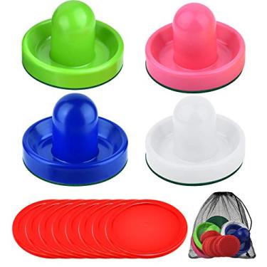 Imagem de Coopay Discos e ramos de hóquei de ar com uma bolsa de cordão, empurradores de hóquei de ar com fundo de feltro e raquete de hóquei de ar, acessórios de substituição para jogo infantil de mesa de
