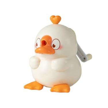 Imagem de GZBABY Apontador de lápis manual, manivela com espessura de ponta ajustável, formato de ganso fofo (amarelo)