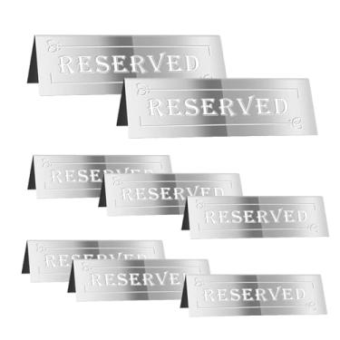 Imagem de NumRealm Placas acrílicas para assentos reservados, barracas de mesa de reserva de convidados à prova d'água dupla face para casamento, festa de aniversário, restaurante, reunião, prata, 8 peças
