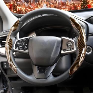 Imagem de Capa de volante antiderrapante de fibra de carbono para carro, capa de volante de borboleta, protetor de volante segmentado, ajuste universal 99% do volante do carro, acessórios interiores do carro