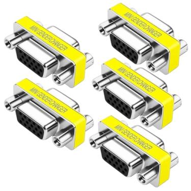 Imagem de Acoplador VGA AYECEHI Pacote com 5 adaptadores VGA VGA SVGA fêmea para fêmea para troca de gênero