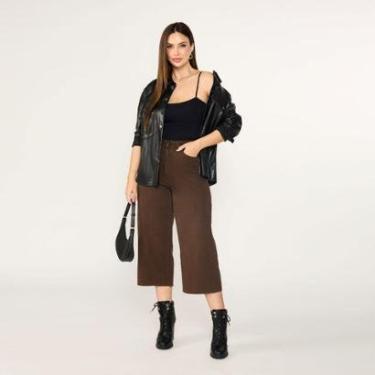 Imagem de Calça Pantacourt Feminina Moda Midi Jeans Tendência Estação-Feminino