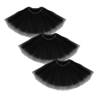 Imagem de Saia tutu BFONS de tule de 3 camadas  preta 22-43 polegadas