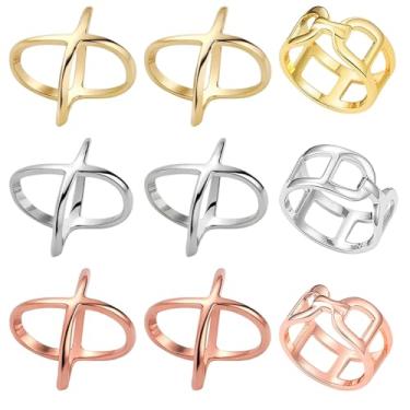 Imagem de ZHLKHIOP 9 conjuntos de fivelas de cachecol de liga metálica, anéis de cachecol, acessórios de cachecol seguros e elegantes para organizar e estilizar cachecóis