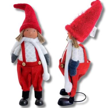 Imagem de Boneca Natalina Enfeite Decoração de Natal Vermelha 42cm para por na Árvore, Pinheirinho | Mini Mamãe Noel Charmosa com Pernas Longas e Gorro Vermelho | Ideal para Festas de Final de Ano