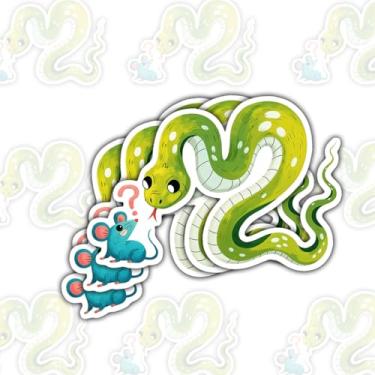 Imagem de 3 adesivos de cobra confusa, decalques de vinil de répteis de desenho fofo para laptop, caderno, diário, garrafa de água, para-choque de carro, presente para estudantes, adolescentes, fãs da vida