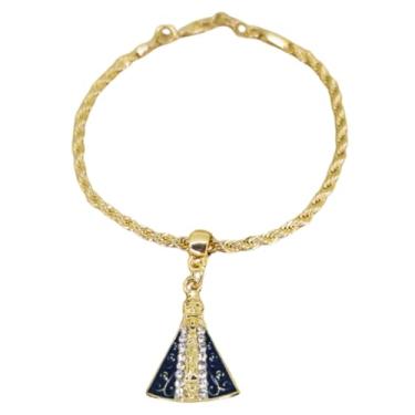 Imagem de Pulseira Tornozeleira Manto Aparecida Cordão Dourado