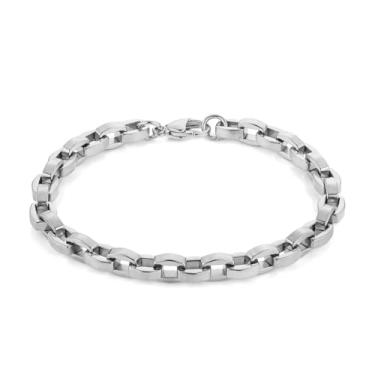 Imagem de HZMAN Pulseira masculina de corrente de elos cubanos de 21 cm banhada a ouro e prata, presente para ele, 8.5, Sem Pedra Preciosa