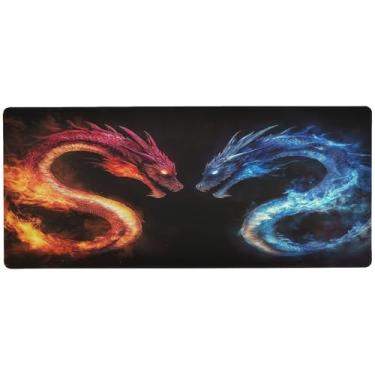 Imagem de SEHANY Red and Blue Dragons Tapete de mouse grande 89,9 x 39,9 cm antiderrapante para jogos Mouse pad com base de borracha de 3 mm de espessura, protetor de mesa para laptop, mesa para jogadores