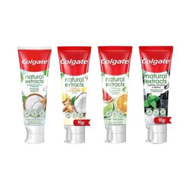 Imagem de Kit 4 Cremes Dentais Colgate Natural Extracts 90g