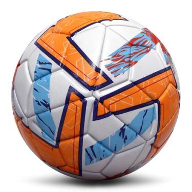 Imagem de Champhox Bola de futebol tamanho 5, couro PU impermeável de longa duração, bola oficial com bomba e agulhas (laranja)