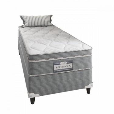 Imagem de Cama Box Solteiro (Box + Colchão) de Molas Potenza 88x188x58cm com Pil