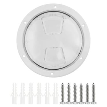 Imagem de Crapyt Placa de acesso ao convés de escotilha de barco de 15 cm, tampa transparente removível de escotilha de inspeção redonda com parafusos, para navios, barcos de pesca, iates e veículos recreativos