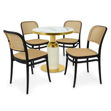 Imagem de Conjunto Mesa de Jantar Redonda Imperial 70cm Branca com 4 Cadeiras Ro
