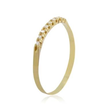 Imagem de Anel Meia Aliança Com 8 Diamantes Em Ouro 18K - Ivan Joias