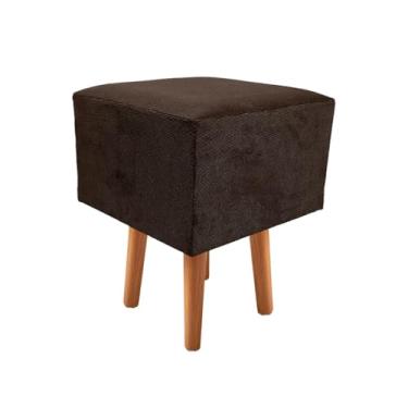 Imagem de Banqueta Quadrada com Pés Removíveis – Estofada em Suede, Ideal para Escrivaninha, Quarto ou Sala, Tipo Puff Decorativo(Marrom)