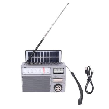 Imagem de Yunseity Rádio Solar Portátil, Com AM FM SW BT, Alto-falante BT Com Reprodução USB, Suporte para Bateria Recarregável e Energia de Painéis Solares, para Atividades Ao Ar Livre Em (GREY)