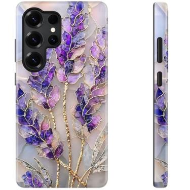 Imagem de DEENAKIN Capa fofa para Samsung Galaxy S23 Ultra - compatível com carregamento sem fio - silicone macio de camada dupla + capa dura - design elegante de flores silvestres - capa de telefone chique