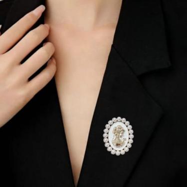 Imagem de Broche de pérola dourada broches de enam broches femininos joias acessórios mochilas casacos chapéus lenços bolsas presentes de natal presentes de amizade para mulheres dia dos namorados, Medium