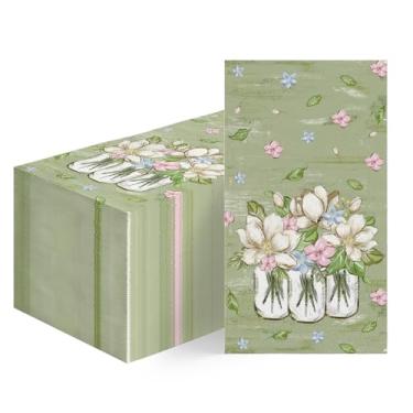 Imagem de Horaldaily 100 guardanapos decorativos de papel descartáveis para primavera, verão, toalha de mão de magnólia, para festa, almoço, jantar, cozinha, banheiro, decoração