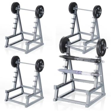 Imagem de Tobeelec Pacote com 4 porta-canetas para mesa, suporte de agachamento, decoração de escritório, suporte de barra, organizador exclusivo, mini suportes de peso para amantes de halterofilismo