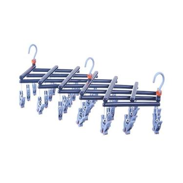 Imagem de POCREATION Suporte de Secagem Plástico Dobrável, Largura Ajustável do Cabide Com Múltiplos Clipes para Meias, Roupas Íntimas e Toalhas, Com Pregador Multifuncional à Prova de (Roxo Escuro Clássico