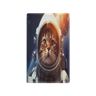 Imagem de Wassud Placa de cobertura de interruptor de luz de gato astronauta, 1 capa de tomada em branco placa de parede decorativa decoração de casa sala de estar quarto