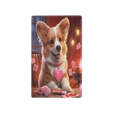 Imagem de Wassud Valentine Corgi (2) placa de cobertura de interruptor de luz, 1 capa de tomada em branco placa de parede decorativa decoração de casa sala de estar quarto