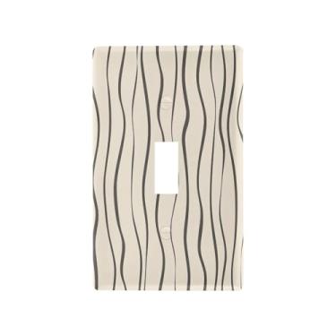 Imagem de Wassud Placa de cobertura de interruptor de luz, capas de tomada decorativas, placa de parede para tomadas elétricas, linhas onduladas simples, interruptor único 11 x 6 cm