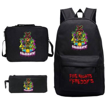 Imagem de Conjunto de mochilas escolares: mochila Five Nights com lancheira e bolsa de lápis