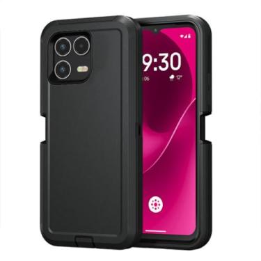 Imagem de Ranyi Capa de telefone T-Mobile REVVL 8 Pro, armadura de camada dupla com proteção de borracha de silicone com absorção de choque, capa resistente para T-Mobile REVVL 8 Pro 5G (smartphone de 6,8