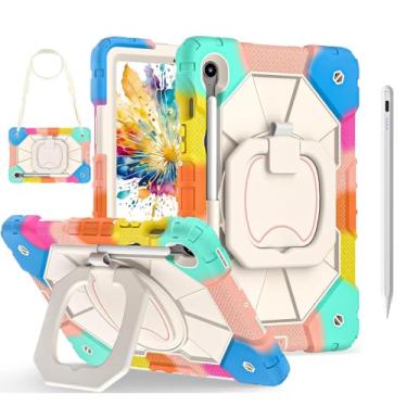 Imagem de MONWO Capa para Samsung Galaxy Tab S10 Lite / S10 FE / S9 FE 10,9 Polegadas com Caneta Touch, Possui Compartimento para Caneta, Alça de Ombro e Suporte Traseiro Que Gira 360° (Colorido)