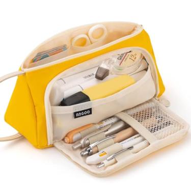 Imagem de Estojo de Lápis Lona com Grande Capacidade Bolsa Armazenamento para Canetas Marcadoras Simples Materiais Escolares Organ