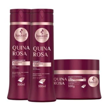 Imagem de Kit Quina Rosa Haskell Shampoo, Condicionador e Máscara 300ml/g