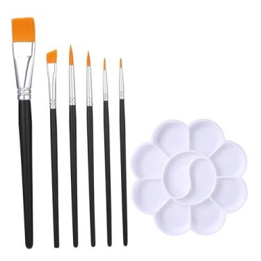 Imagem de Fancyes Conjunto de 6 Pincéis para Pintura Facial com Paleta E Bandeja para Unhas em E Pedra.