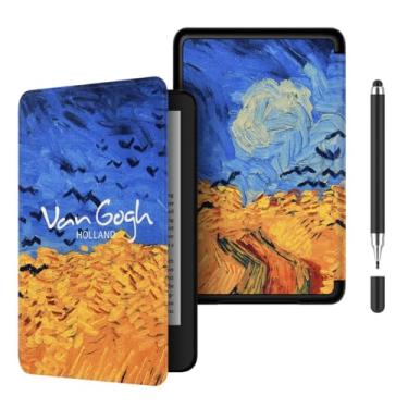 Imagem de Akacy Capa protetora de couro PU com padrão pintado para Kindle Paperwhite 7.0 (Geração 2024, números de modelo SA568B e SA569P), fina e leve, capa à prova d'água (6)